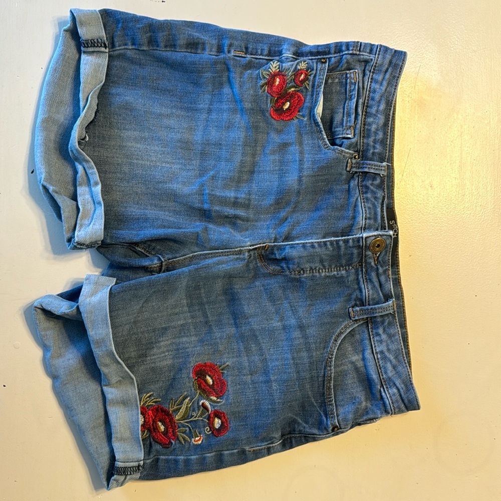 Embroidered Jean Shorts